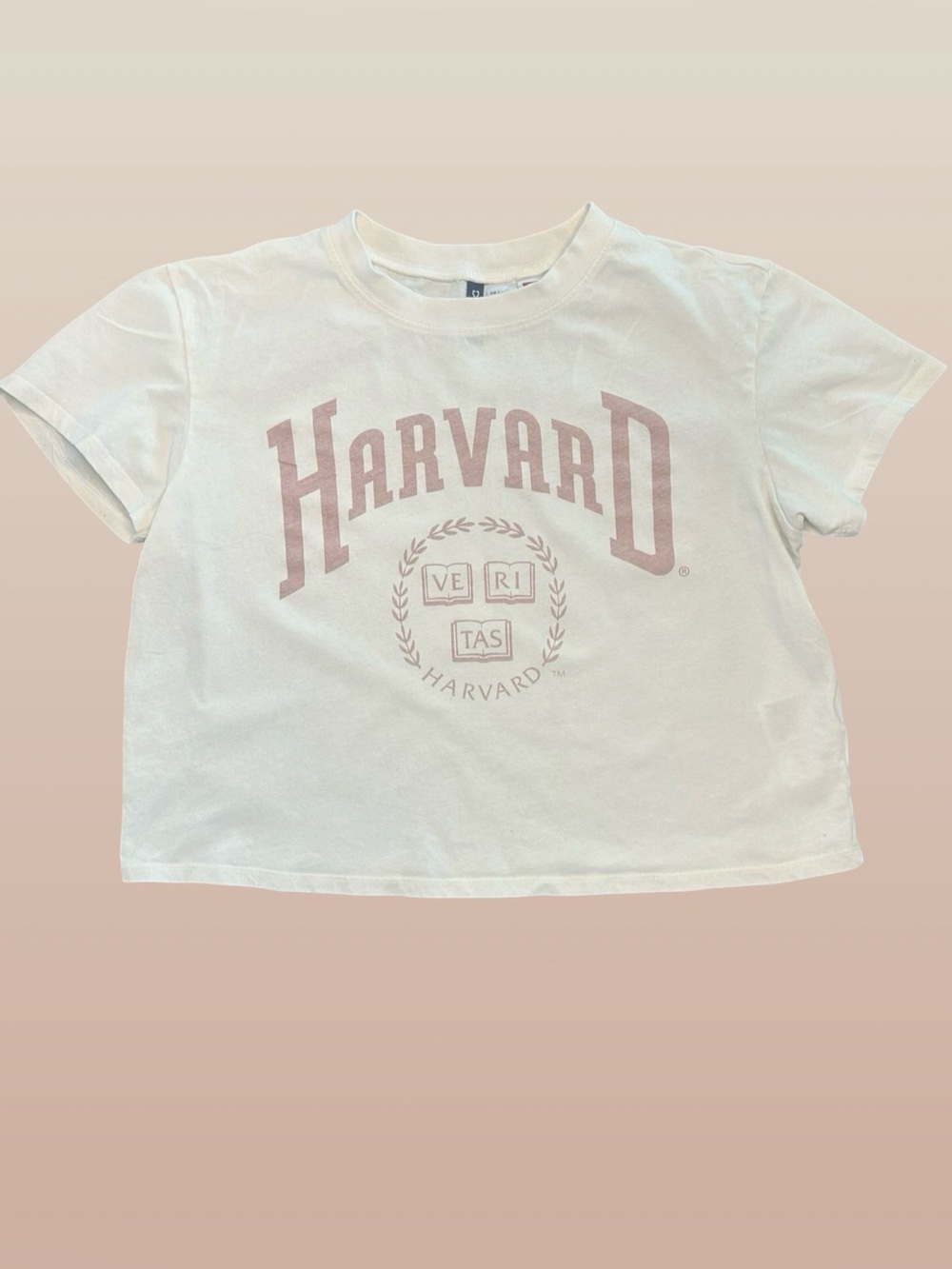 H&M Divided white cropped Harvard University logo crest Ivy League crop top LG